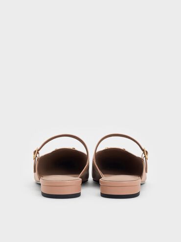 حذاء ماري جين مفتوح من الخلف بمقدمة مدببة وإكسسوار معدني, لون البشرة الطبيعي, hi-res