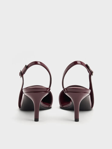 Patent Pointed Slingback Pumps, Burgundy, hi-res