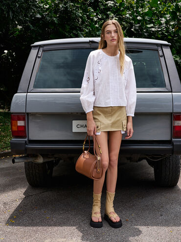 حقيبة كتف ليلا لينة بتصميم أنبوبي, شوكولاتي, hi-res