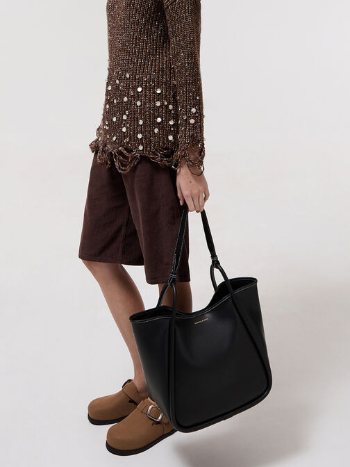 Lyla Tubular Slouchy Tote Bag, Black, hi-res