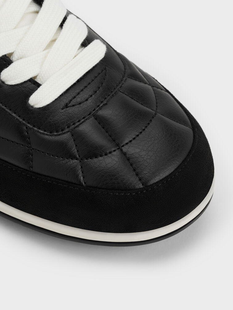 حذاء سنيكرز برقبة قصيرة شامواه صناعي, أسود, hi-res