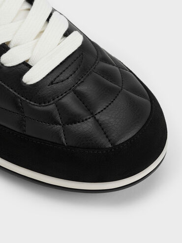 حذاء سنيكرز برقبة قصيرة شامواه صناعي, أسود, hi-res