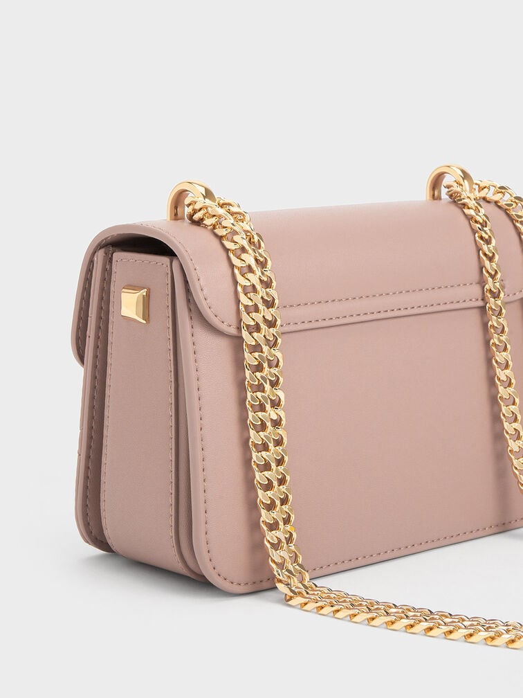 Alva Quilted Chain-Handle Bag, Blush, hi-res