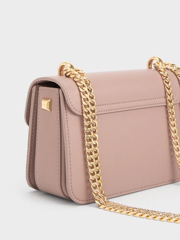 Alva Quilted Chain-Handle Bag, Blush, hi-res