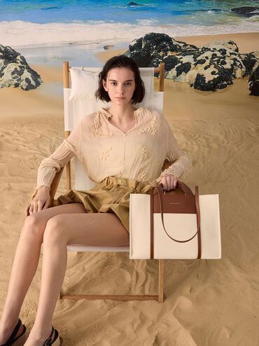 Shalia Canvas Tote Bag, Beige Canvas, hi-res