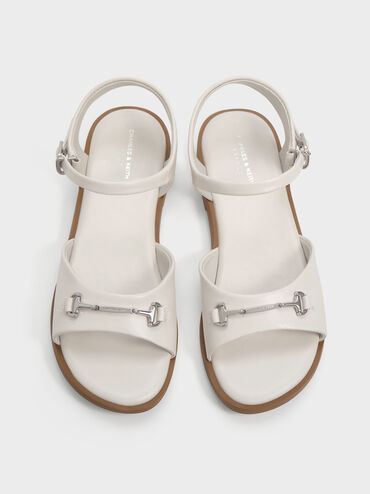 Girls' Erinna Metallic-Accent Sandals, Chalk, hi-res