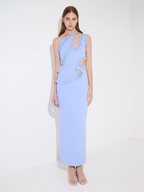 Satin Crystal-Embellished Block-Heel Strappy Sandals, White, hi-res