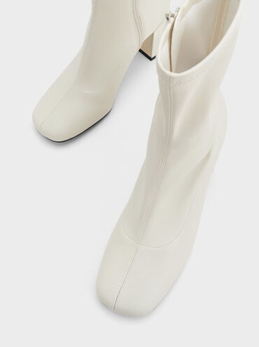 Jully Metallic Trapeze Heel Ankle Boots, Chalk, hi-res