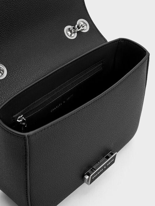 Sue Chain-Strap Shoulder Bag, Noir, hi-res
