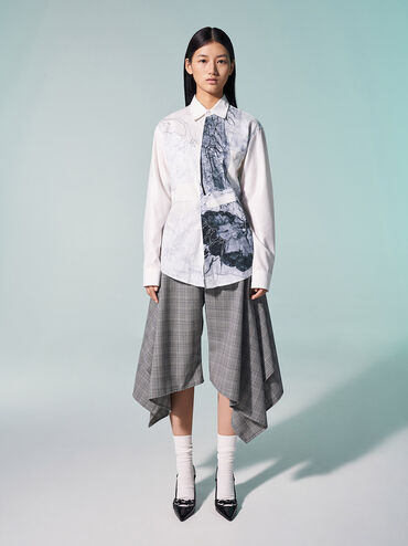 Metallic-Accent Slant-Heel Slingback Pumps, Black Boxed, hi-res