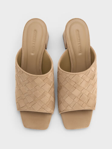 ميولز إيڤيت بكعب وتصميم متشابك من الشمواه الفاخر بمقدمة مربعة, رملي, hi-res