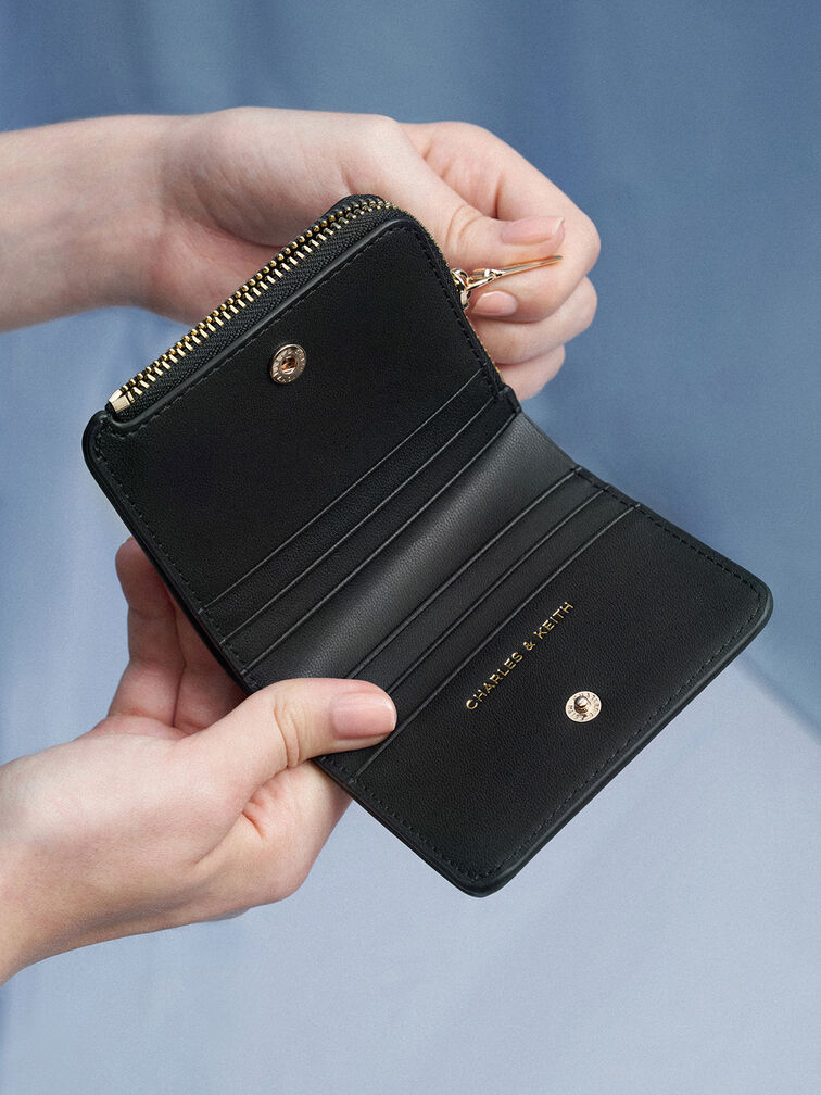 Keely Top Zip Small Wallet, Black, hi-res