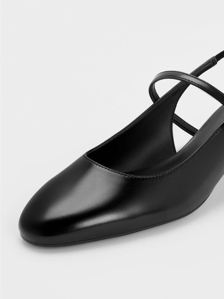 حذاء ماري جين بكعب عريض وحزام خلفي, أسود, hi-res