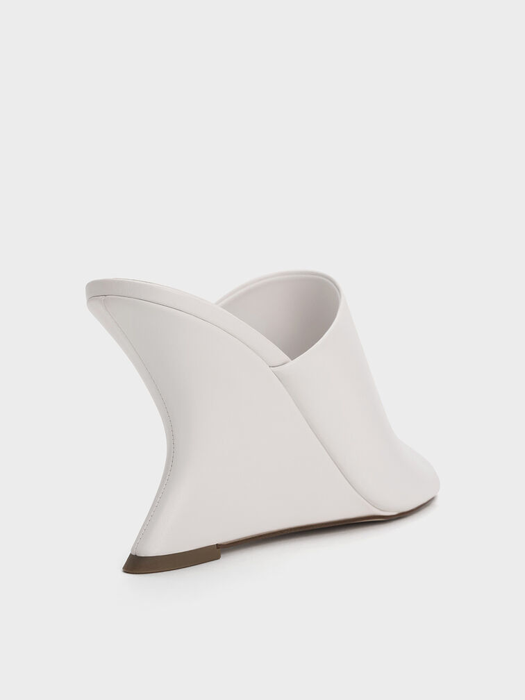 Wide-Strap Sculptural-Heel Wedges, White, hi-res