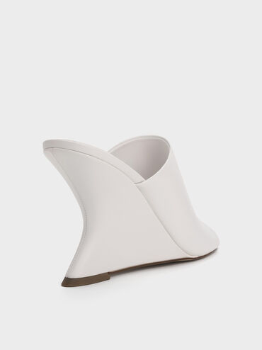 Wide-Strap Sculptural-Heel Wedges, White, hi-res