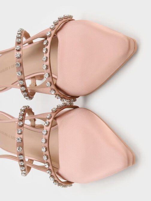 حذاء ماري جين ساتان بكعب وحزام خلفي مزين بالكريستال, لون البشرة الطبيعي, hi-res