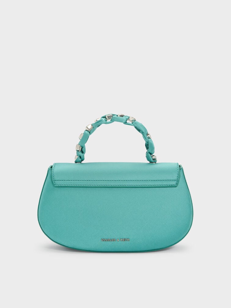 Eilian Satin Braided Top Handle Bag, Teal, hi-res