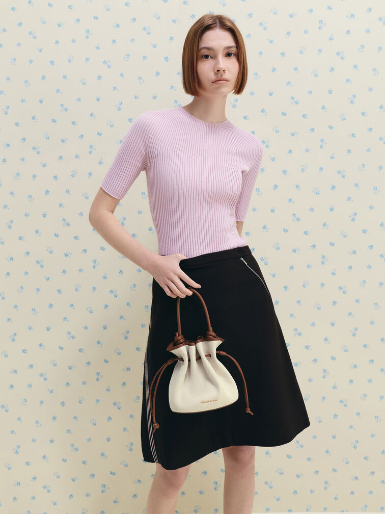 حقيبة دلو "سامي" بحبل سحب من الكانفاس, شوكولاتي, hi-res