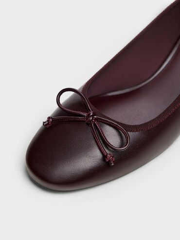 Bow Ballet Pumps, Burgundy, hi-res