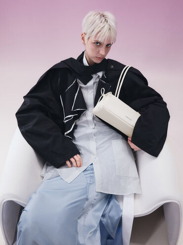 Hazel Bow Elongated Trapeze Shoulder Bag, , hi-res