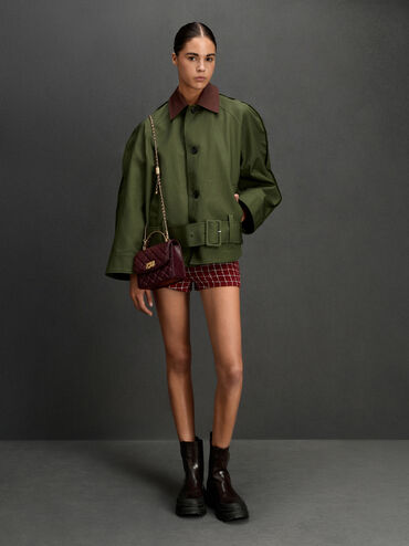 حقيبة يد مطبنة, أحمر توتي فاخر, hi-res