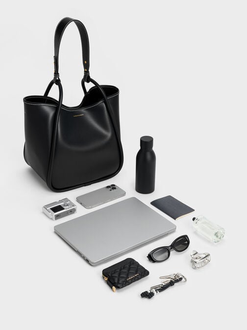 Lyla Tubular Slouchy Tote Bag, Black, hi-res