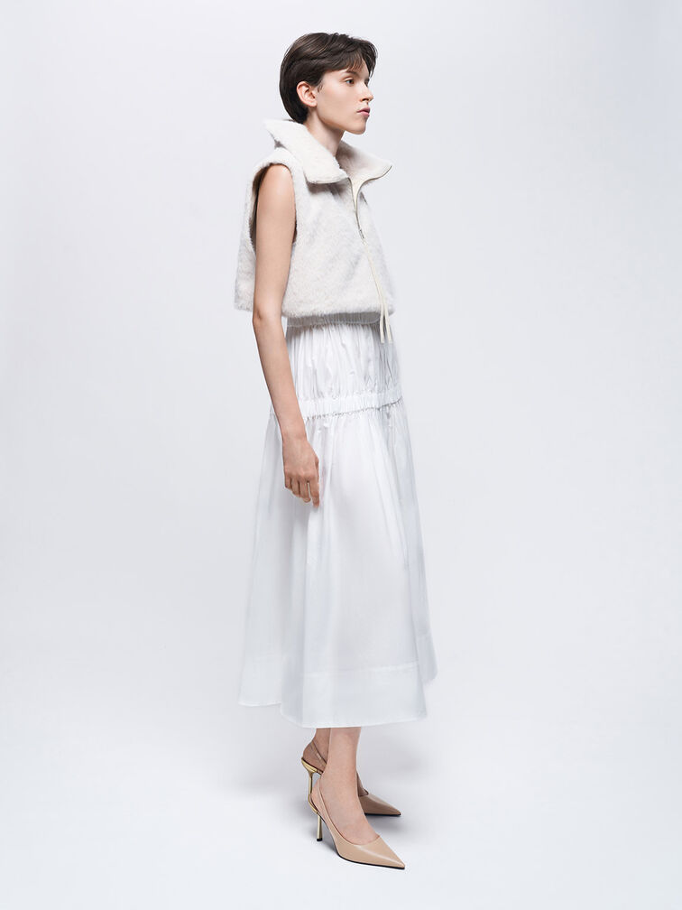 حذاء مفتوح من الخلف بكعب معدني أنيق ومقدمة مدببة, لون البشرة الطبيعي, hi-res