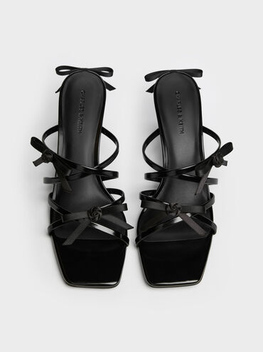 Kelis Rose-Bow Strappy Heeled Mules, Black Boxed, hi-res