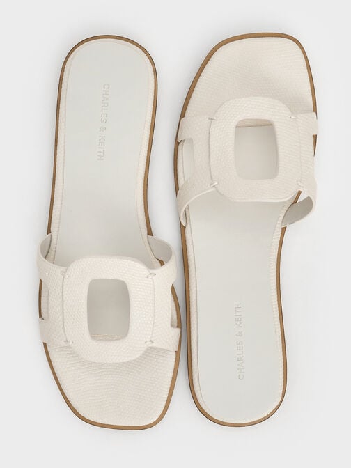Easley Croc-Effect Cut-Out Slide Sandals, Animal Print White, hi-res