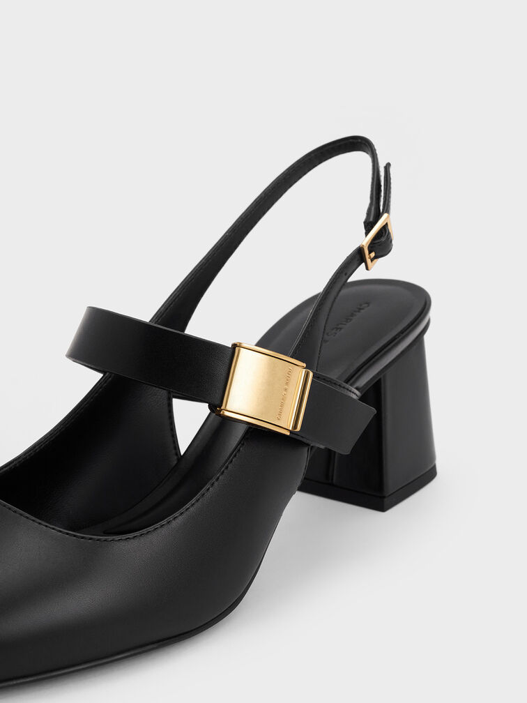 حذاء ماري جاين إيڤيت مكشوف بكعب عالٍ (بامب) وحزام خلفي, أسود, hi-res