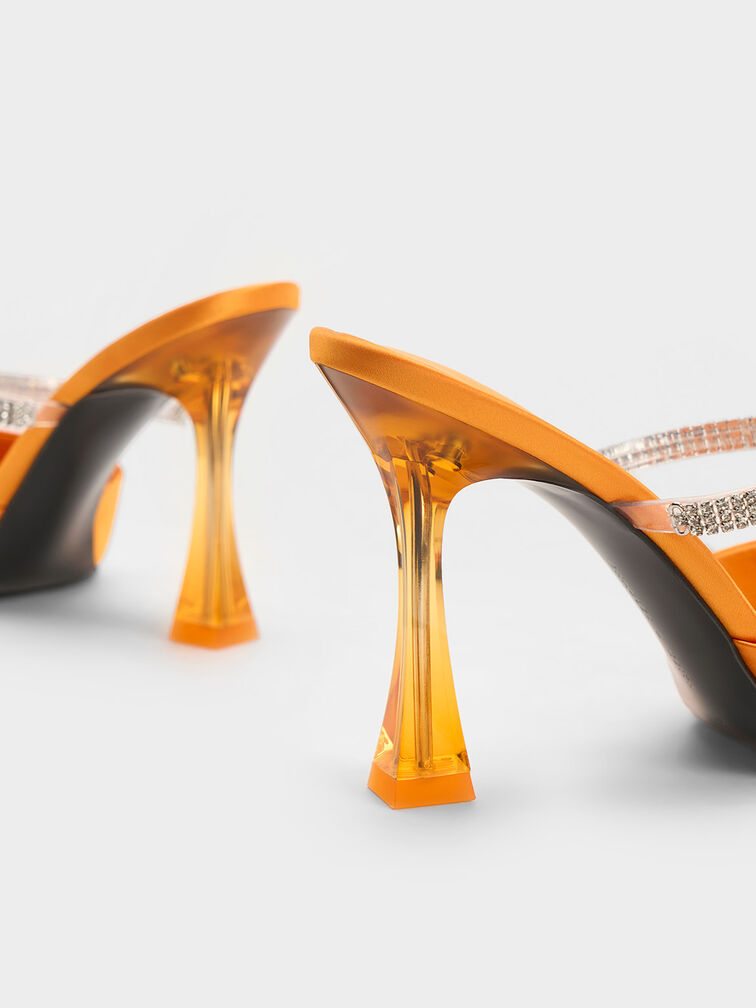 صندل بوليستر معاد تدويره مزود بحزام مزين بالأحجار, برتقالي, hi-res