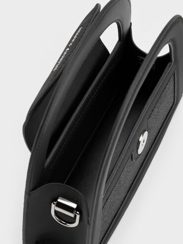 حقيبة إيست بمقبض علوي وتصميم لامع, أسود كلاسيكي, hi-res