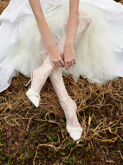 حذاء كعب ليدا ساتان بحزام كاحل مزين بالخرز, أبيض, hi-res