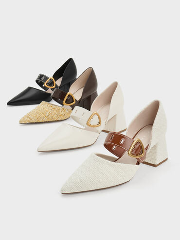 Sepphe Metallic Buckle D'Orsay Pumps, Cream, hi-res