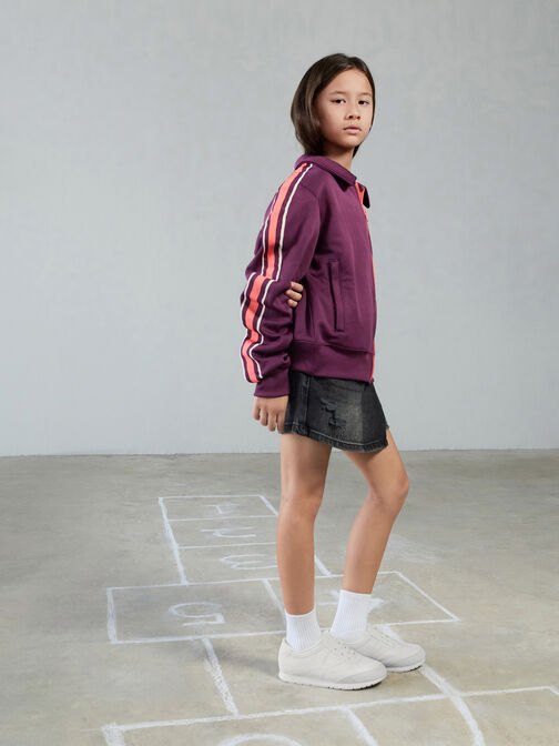 حذاء رياضي للبنات برقبة منخفضة مصنوع من الجلد السويدي الصناعي, أبيض, hi-res