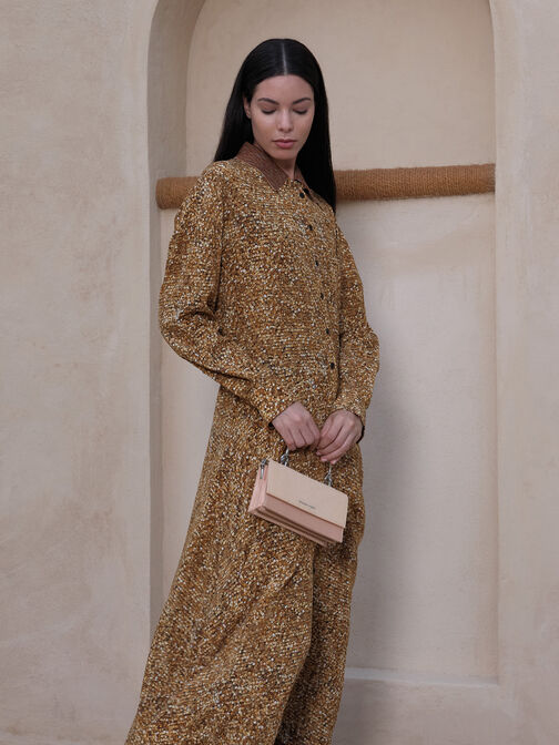 Kristine Glittered Wallet On Chain, Pink, hi-res