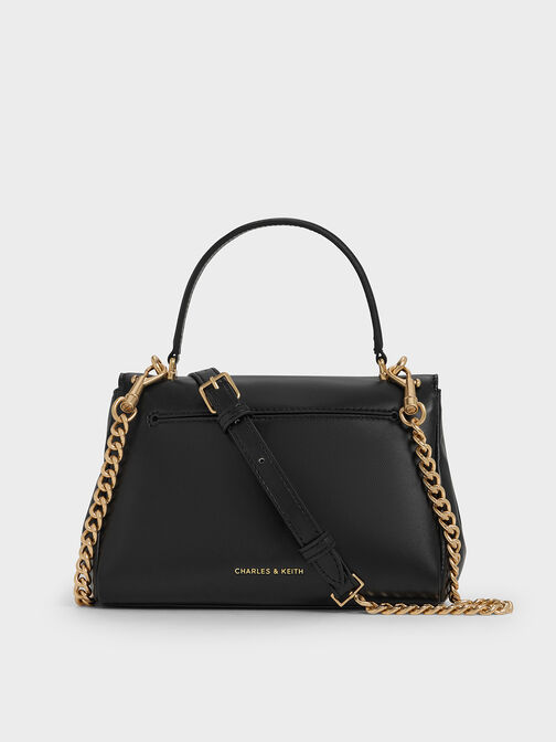 Lennie Chain-Strap Top Handle Bag, Black, hi-res