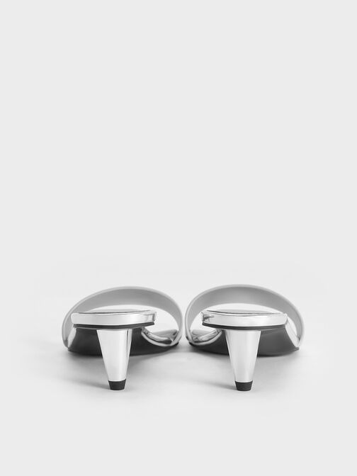 صندل مولز بكعب مخروطي معدني, فضي, hi-res