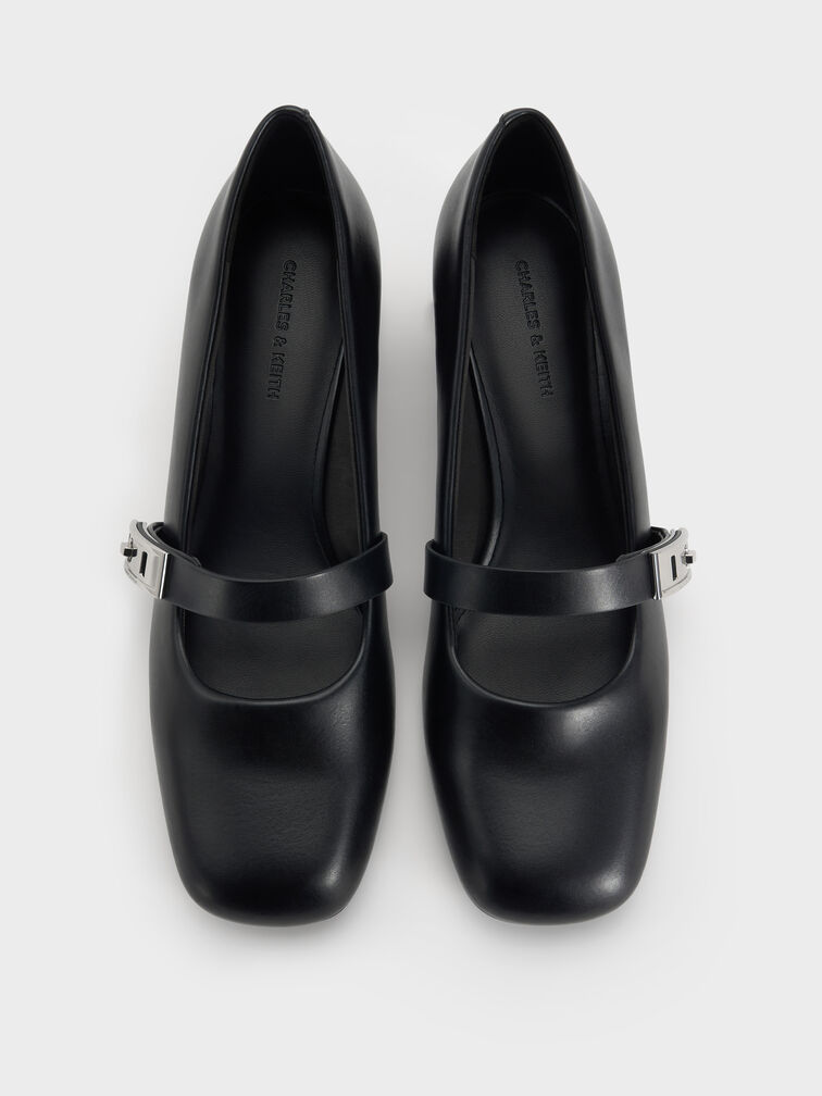 حذاء ماري جين لاندو بمشبك, أسود, hi-res