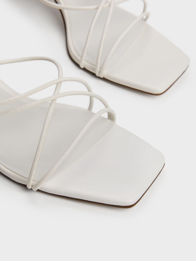 Strappy Heeled Sandals, White, hi-res