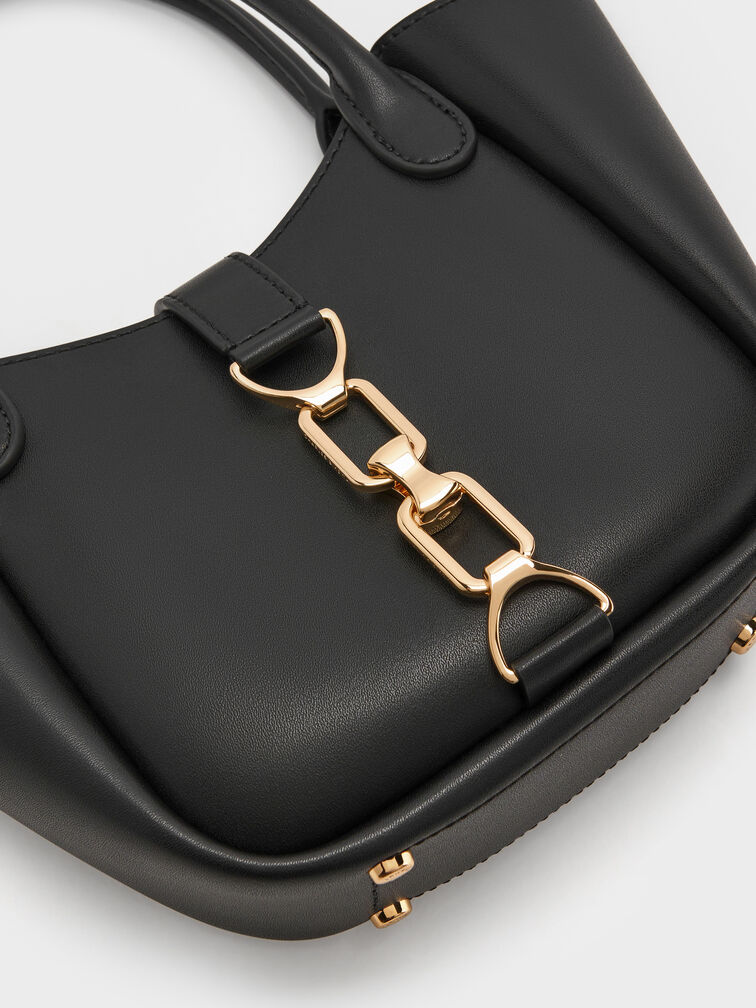حقيبة توت "أجاثا" بلمسة سلسلة, أسود, hi-res