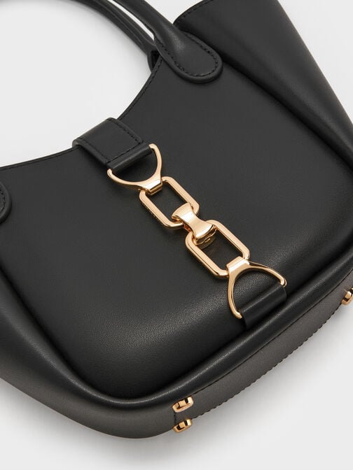 حقيبة توت "أجاثا" بلمسة سلسلة, أسود, hi-res