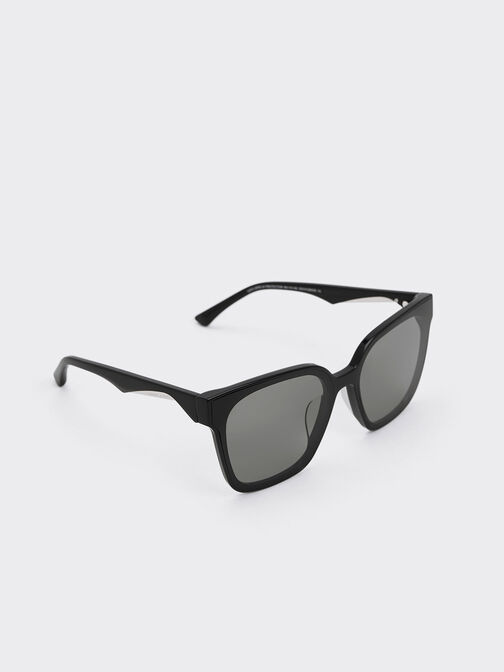 Freya Square Thick-Frame Sunglasses, Black, hi-res