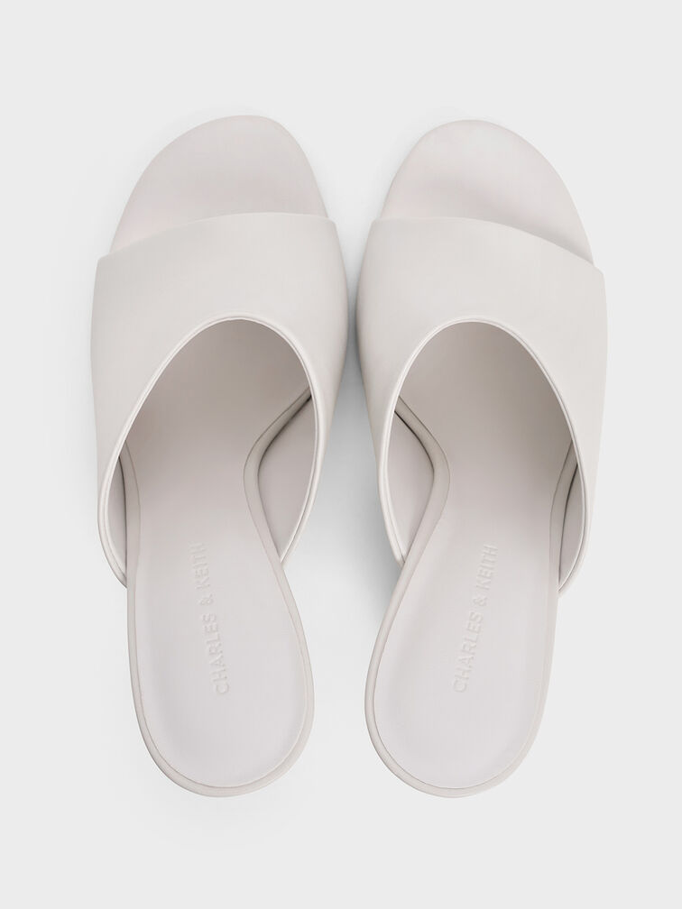 Wide-Strap Sculptural-Heel Wedges, White, hi-res