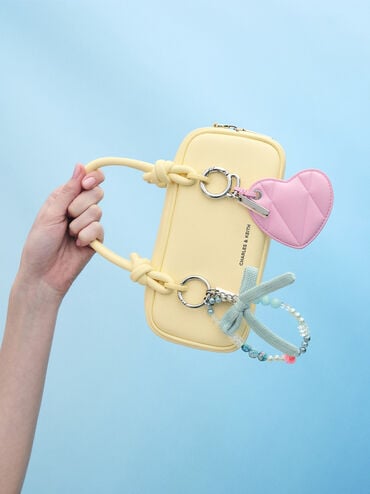 Heart Quilted Mirror Charm, Bubble Gum Pink, hi-res