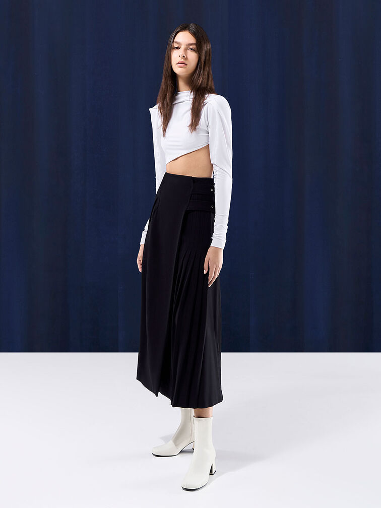 Jully Metallic Trapeze Heel Ankle Boots, Chalk, hi-res