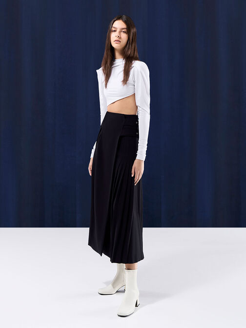 حذاء برقبة بوتس جولي بكعب عالٍ بلمسة معدنية ومائل, أبيض طباشيري, hi-res