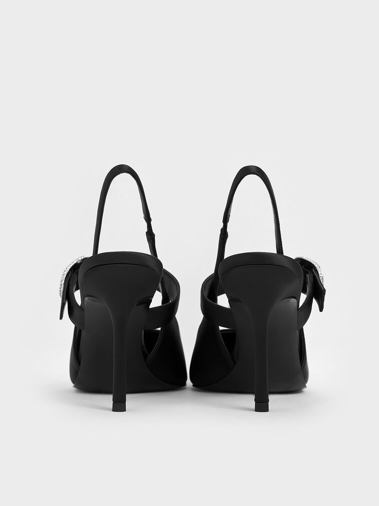 حذاء ماري جين بلمسة ساتان وأحجار كريستالية &ndash; أنوثة تخطف الأنظار, أسود خشن, hi-res