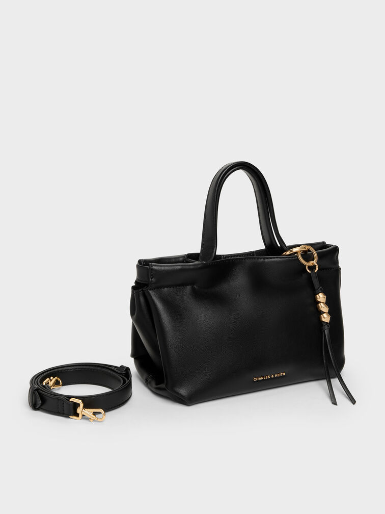 Mini Zephyr Tassel Tote Bag, Black, hi-res