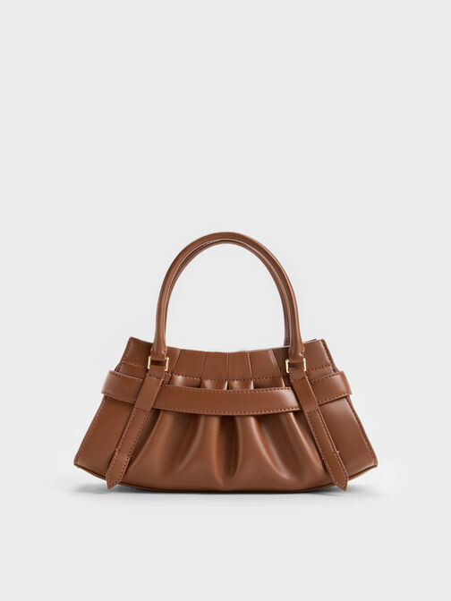 Isolde Belted Ruched Crossbody Bag, Chocolate, hi-res